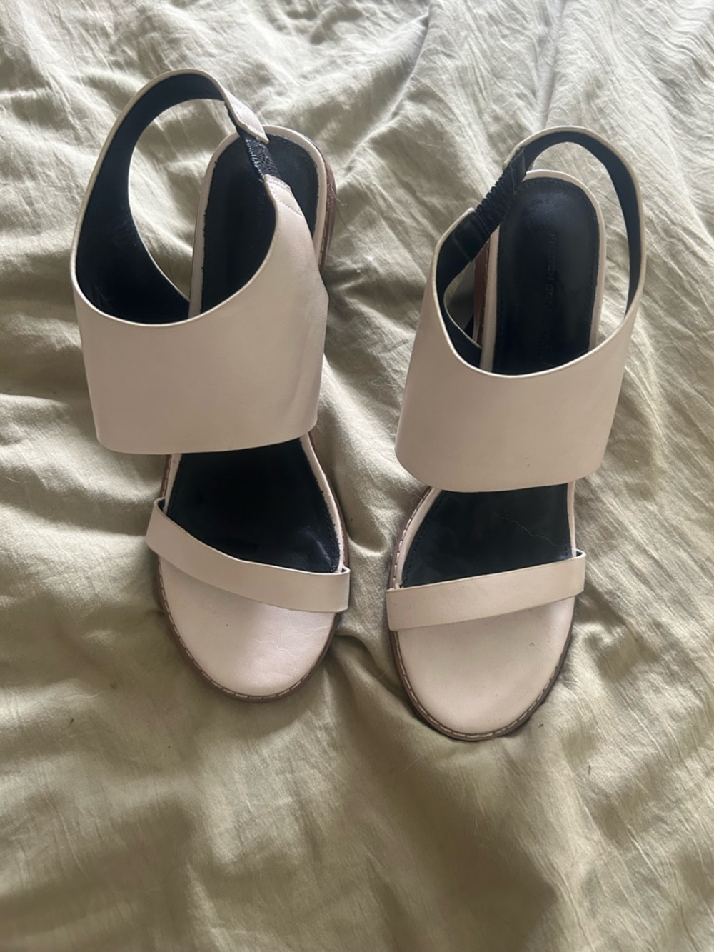 French Connection Cream Block Heel Sandals - Picture 2 of 3